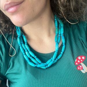 Turquoise Wood Beaded Necklace
